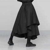 High Waist Black Asymmetrical Wide Leg Skirt